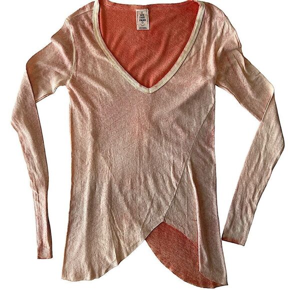 Free People We the Free Long Sleeve Peachy Salmon Color Tunic Tee NWOT x-small - Picture 9 of 13